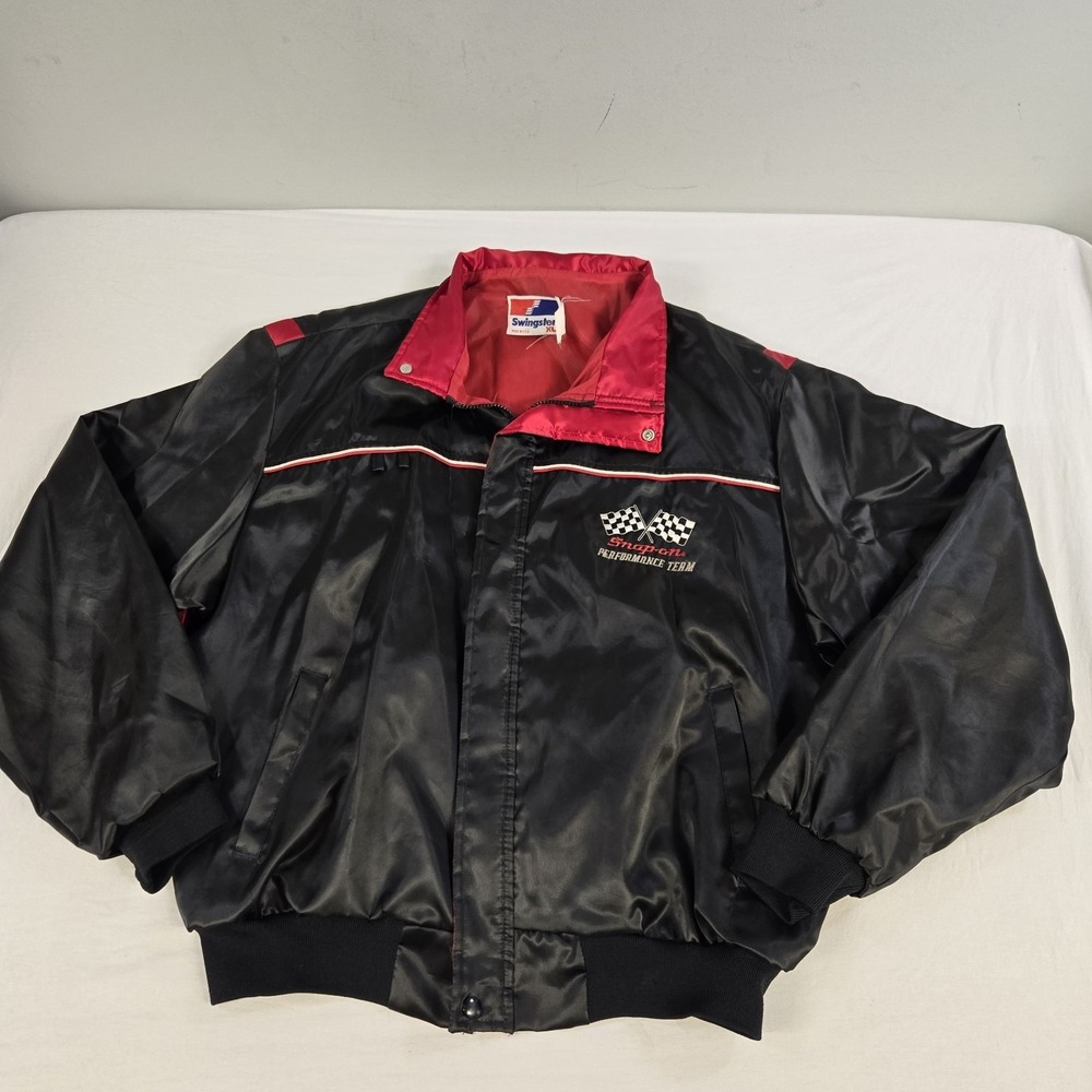 Vintage Swingster Snap On Racing Jacket Mens XL Full Zip Checker Flag Marlboro - Picture 3 of 14